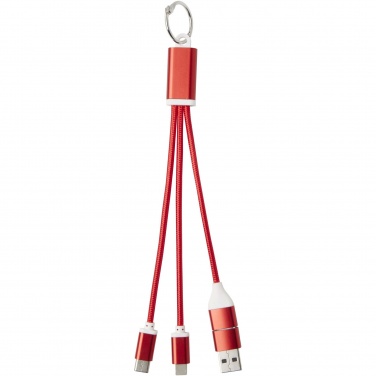 Logo trade promotional items image of: Metal 4-in-1 recycled aluminium charging cable with keychain