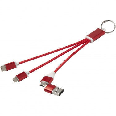Logotrade promotional product image of: Metal 4-in-1 recycled aluminium charging cable with keychain
