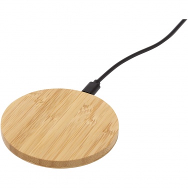 Logo trade business gifts image of: Essence 15W bamboo wireless charging pad
