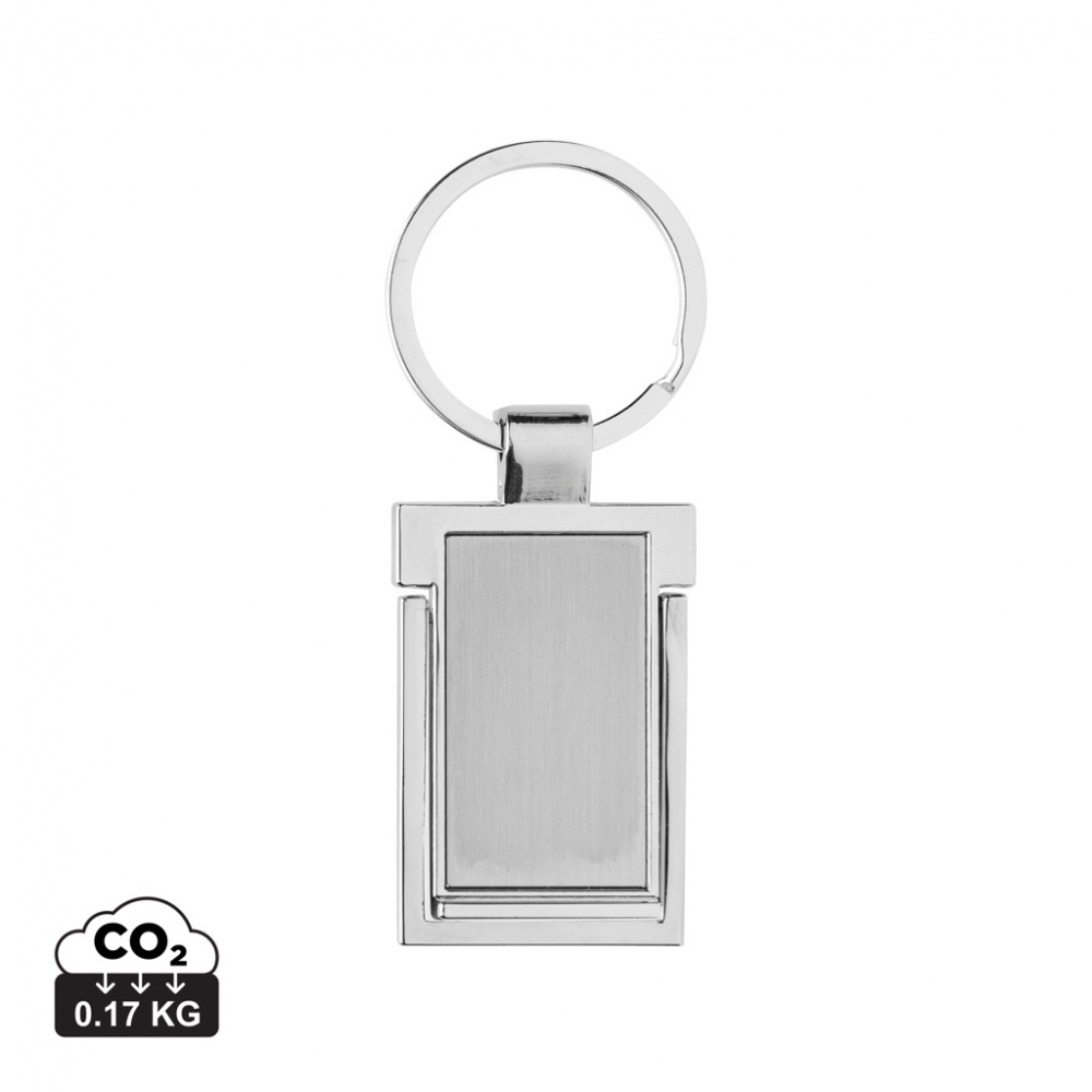Logo trade business gifts image of: RSC recycled zinc alloy phone stand keychain