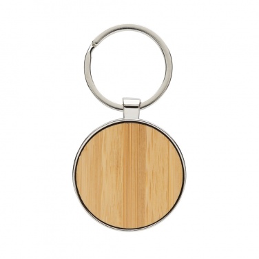 Logo trade promotional items picture of: RCS recycled zinc alloy round keychain with bamboo