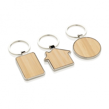 Logotrade promotional merchandise photo of: RCS recycled zinc alloy round keychain with bamboo