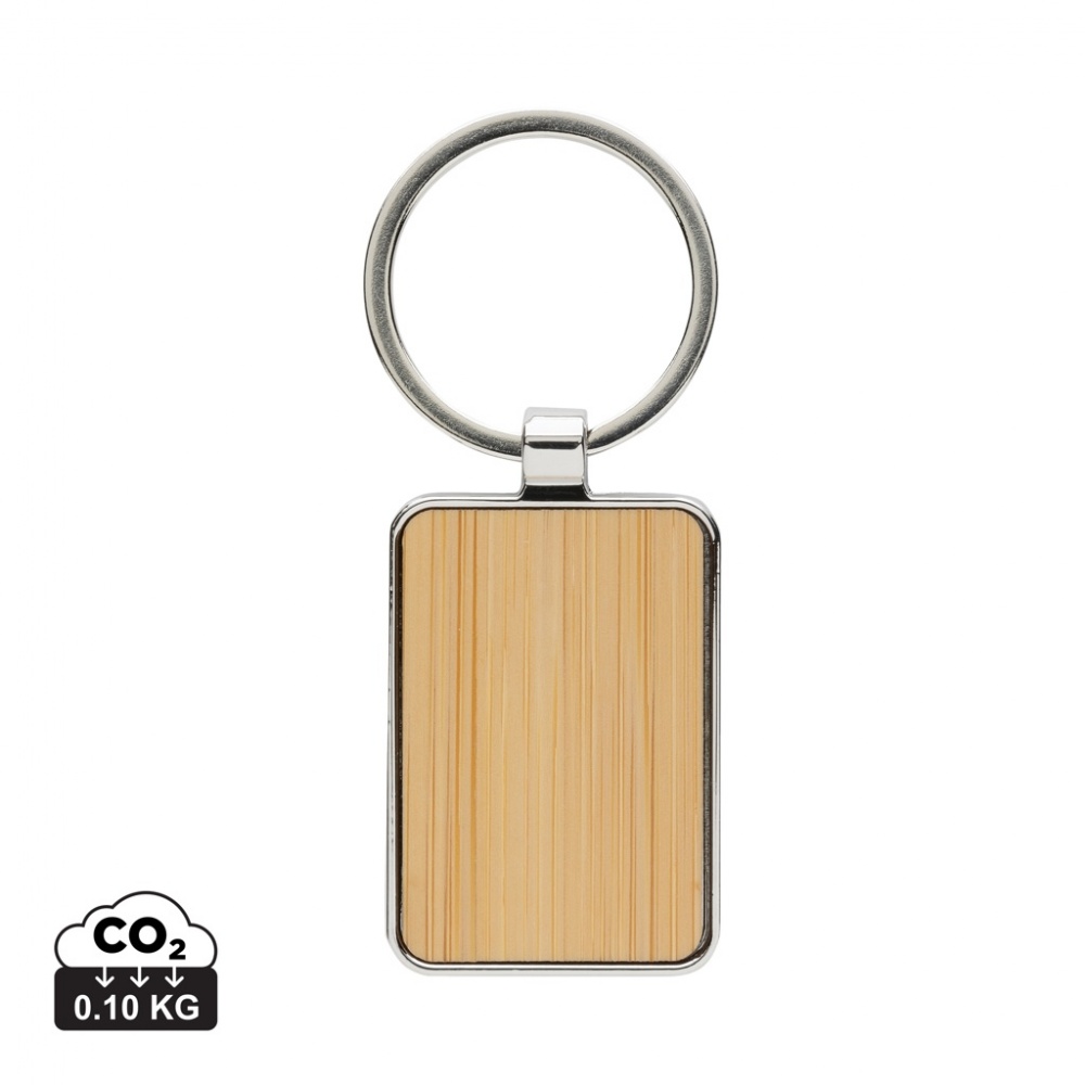 Logotrade promotional merchandise image of: RCS recycled zinc alloy rectangle keychain with bamboo