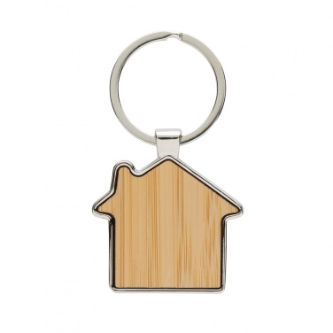 Logo trade advertising products image of: RCS recycled zinc alloy house keychain with bamboo