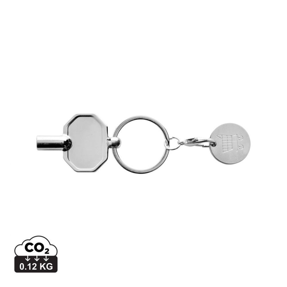 Logo trade promotional product photo of: RCS recycled zinc alloy radiator key keychain with coin