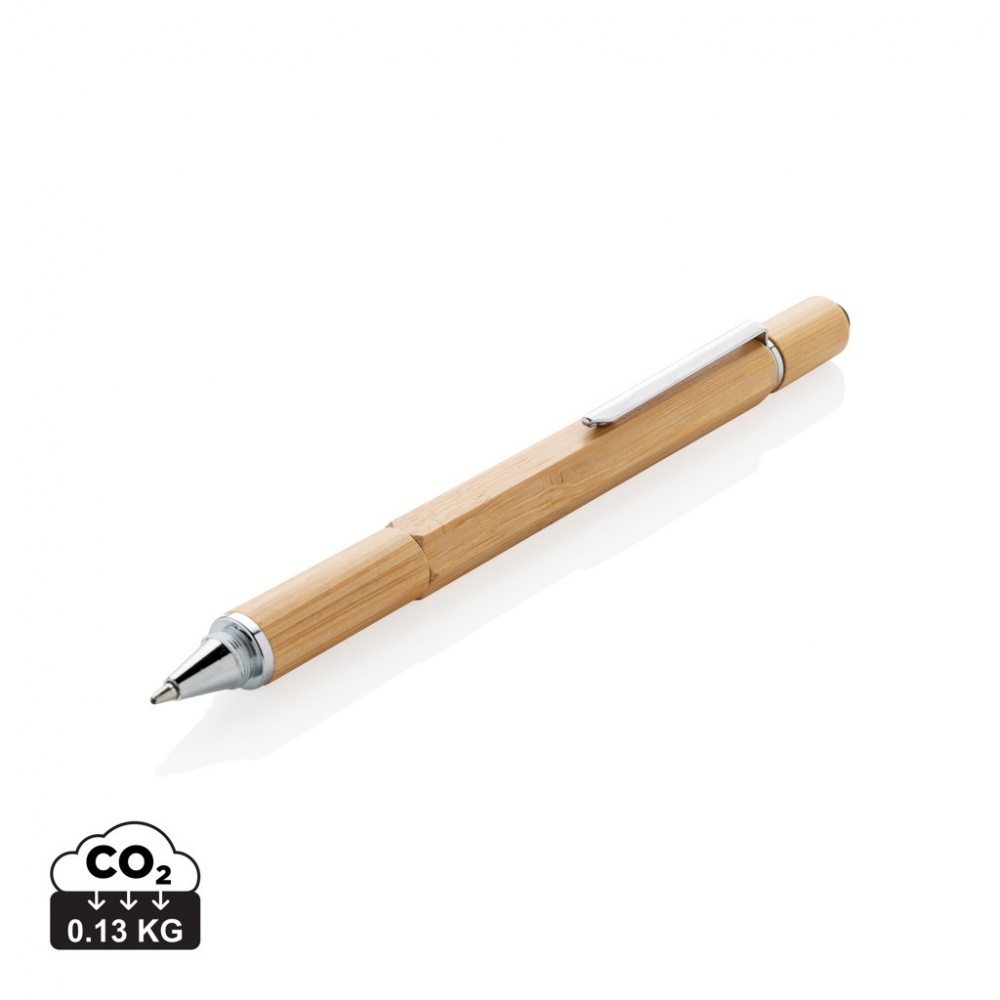 Logo trade promotional giveaways image of: Bamboo 5-in-1 toolpen