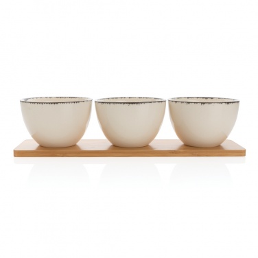 Logo trade promotional item photo of: Ukiyo 3pc serving bowl set with bamboo tray