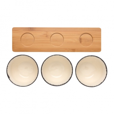 Logo trade promotional item photo of: Ukiyo 3pc serving bowl set with bamboo tray