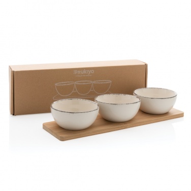 Logo trade promotional giveaways picture of: Ukiyo 3pc serving bowl set with bamboo tray