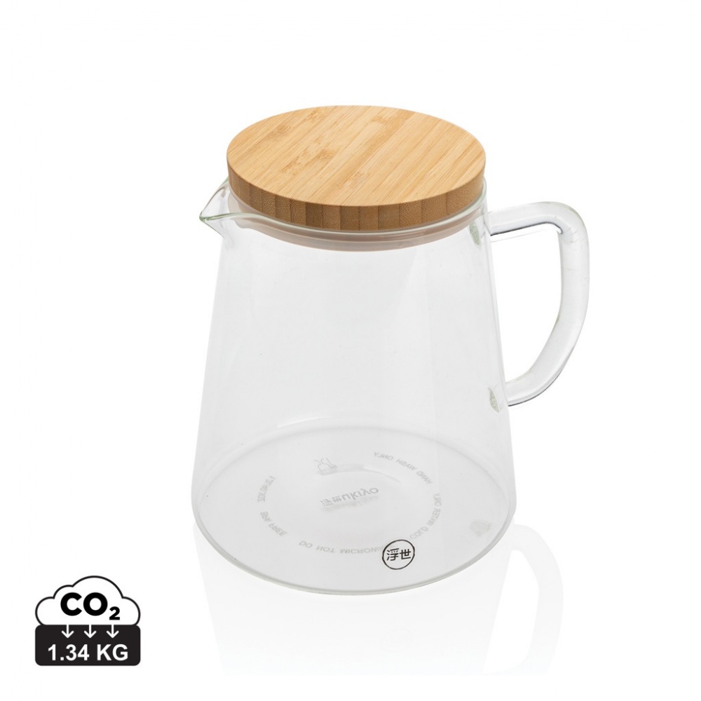 Logo trade promotional merchandise picture of: Ukiyo borosilicate glass carafe with bamboo lid 1.2L