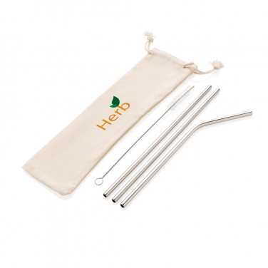 Logo trade corporate gifts picture of: Reusable stainless steel 3 pcs straw set
