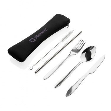 Logo trade promotional products image of: 4 PCS stainless steel re-usable cutlery set