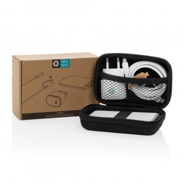 Logo trade promotional merchandise photo of: Surge RCS recyled PET 20W type C 3 pcs charging set