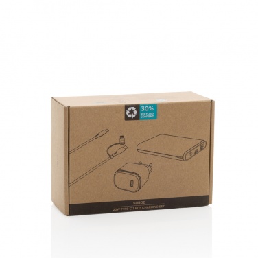 Logotrade advertising products photo of: Surge RCS recyled PET 20W type C 3 pcs charging set