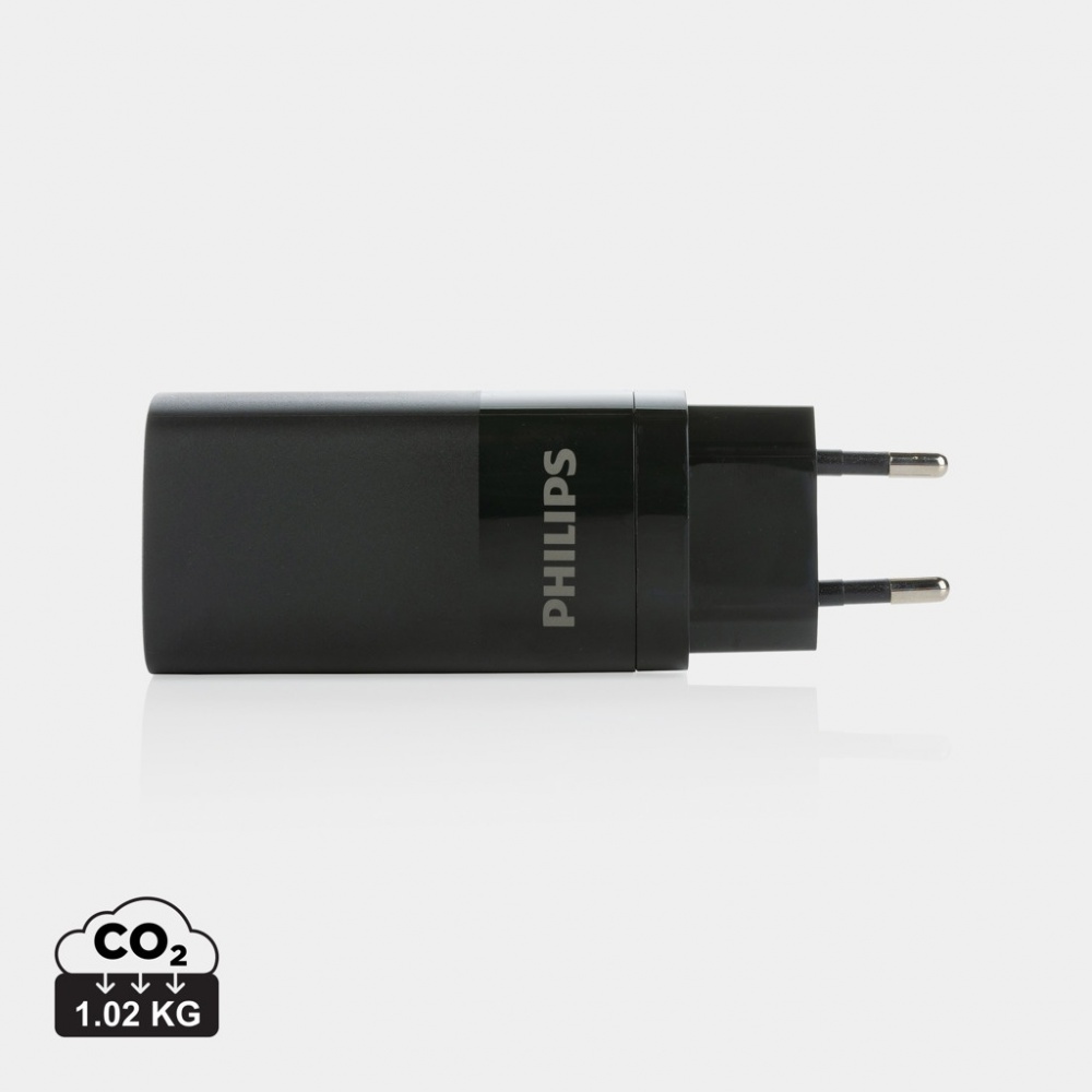 Logo trade promotional gifts image of: Philips 65W ultra fast PD 3-port USB wall charger
