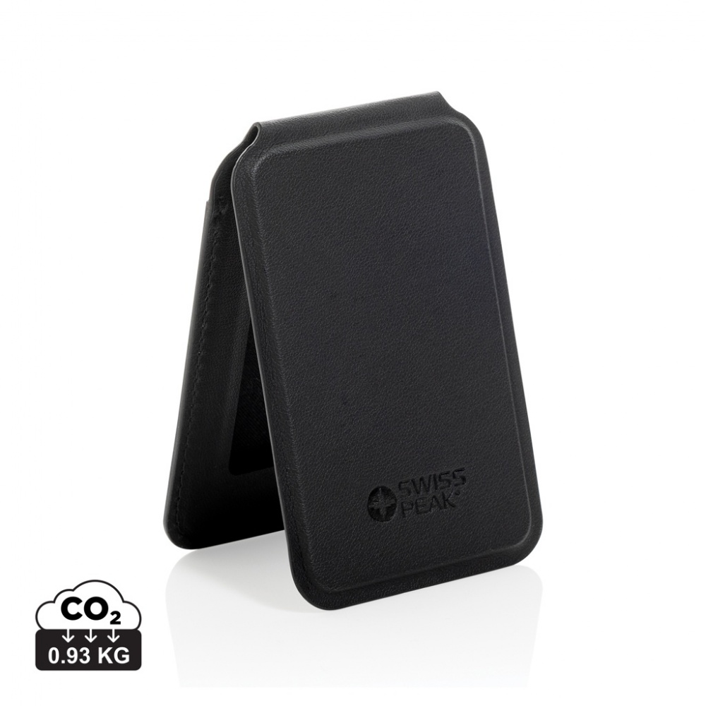Logo trade corporate gifts picture of: Magstand RCS recycled PU magnetic phone wallet with stand