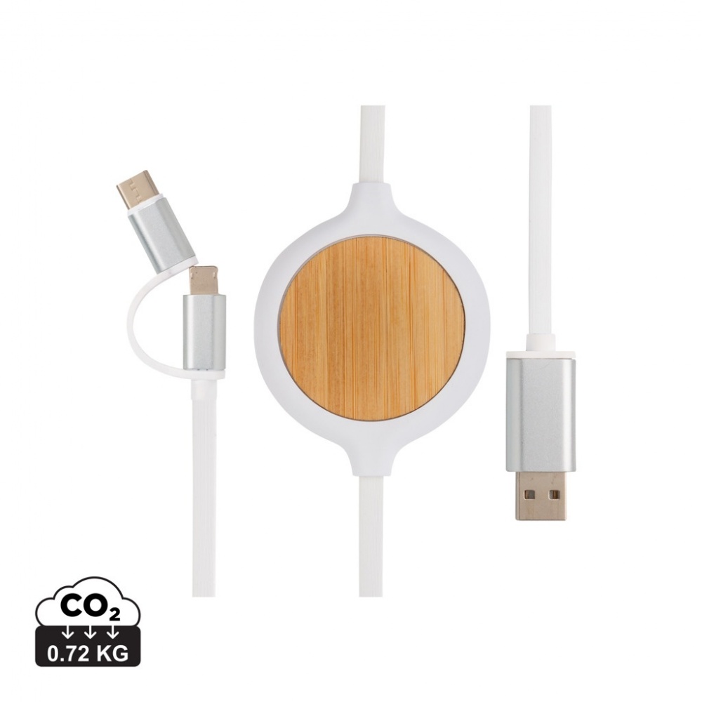 Logotrade corporate gifts photo of: 3-in-1 cable with 5W bamboo wireless charger