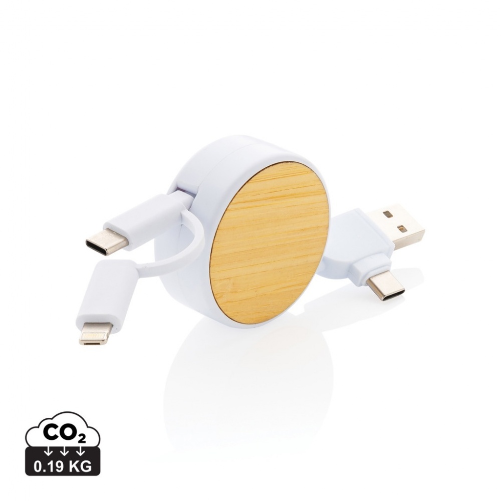 Logo trade business gifts image of: RCS recycled plastic Ontario 6-in-1 retractable cable