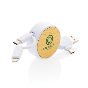 Logo trade advertising products picture of: RCS recycled plastic Ontario 6-in-1 retractable cable