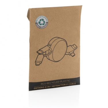 Logotrade corporate gift image of: RCS recycled plastic Ontario 6-in-1 retractable cable