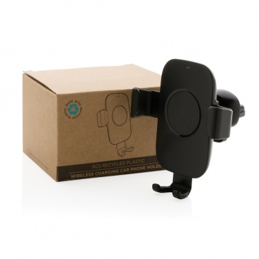 Logo trade promotional gifts picture of: RCS recycled plastic 10W wireless charging car holder