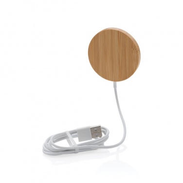 Logo trade corporate gift photo of: 10W bamboo magnetic wireless charger