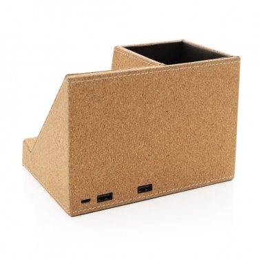 Logotrade advertising products photo of: Cork pen holder and 5W wireless charger