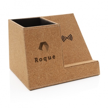 Logo trade promotional item photo of: Cork pen holder and 5W wireless charger