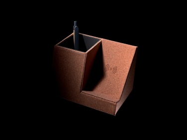 Logo trade business gifts image of: Cork pen holder and 5W wireless charger