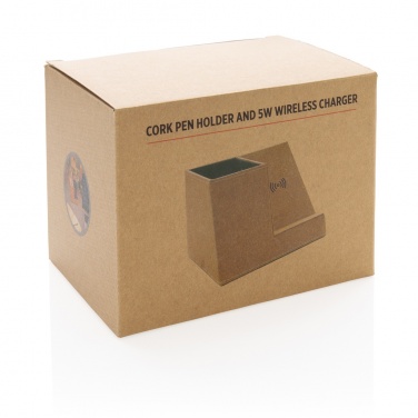 Logotrade promotional giveaway image of: Cork pen holder and 5W wireless charger