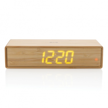 Logotrade advertising product picture of: Bamboo alarm clock with 5W wireless charger