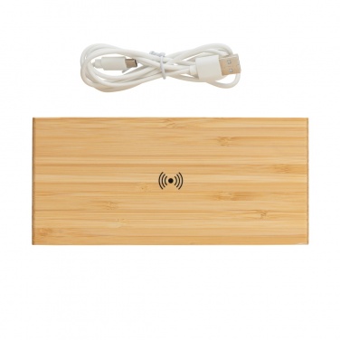 Logo trade advertising products image of: Bamboo alarm clock with 5W wireless charger