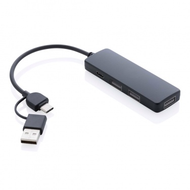 Logotrade corporate gift image of: RCS recycled plastic USB hub with dual input