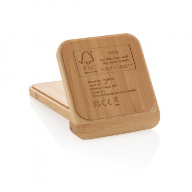 Logo trade promotional gifts picture of: Bamboo 5W wireless charging stand