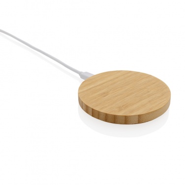 Logo trade promotional merchandise picture of: Bamboo 15W wireless charger