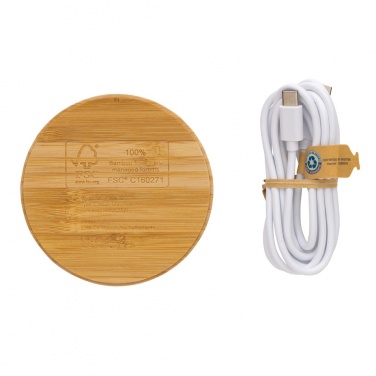Logo trade promotional giveaways picture of: Bamboo 15W wireless charger