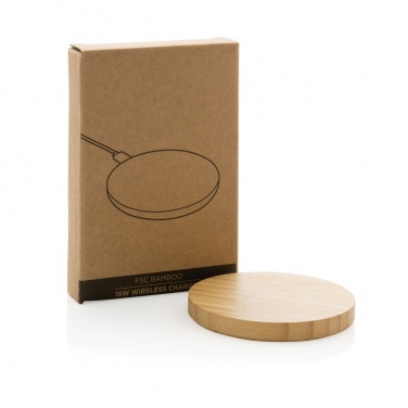 Logo trade promotional gift photo of: Bamboo 15W wireless charger