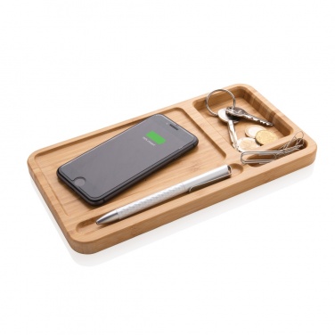 Logotrade promotional merchandise image of: Bamboo desk organiser 10W wireless charger