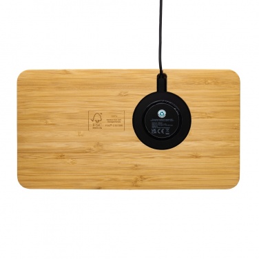 Logo trade promotional merchandise photo of: Bamboo desk organiser 10W wireless charger