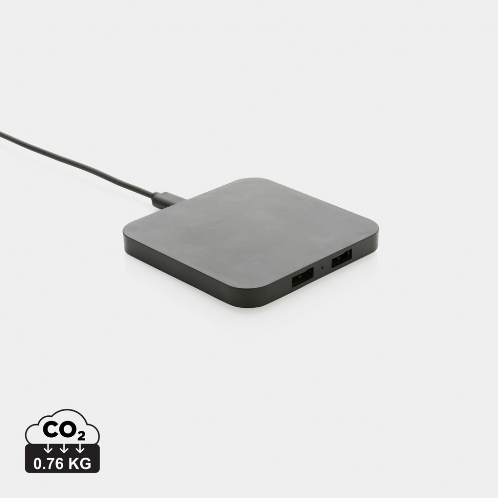 Logo trade promotional items picture of: RCS recycled plastic 10W Wireless charger with USB Ports