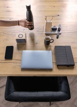 Logo trade promotional gifts image of: Ontario recycled plastic & bamboo 3-in-1 wireless charger