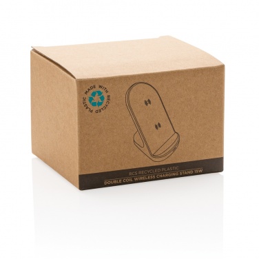 Logotrade promotional product image of: RCS recycled plastic double coil wireless stand 15W