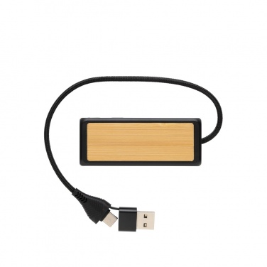 Logotrade business gifts photo of: Link RCS recycled plastic and bamboo dual Input USB hub