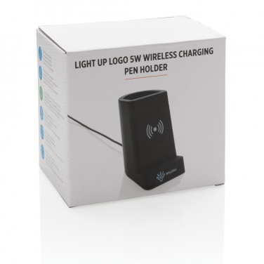 Logo trade business gift photo of: Light up logo 5W wireless charging pen holder