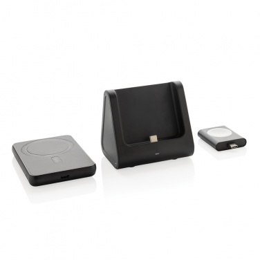 Logotrade promotional gift image of: Powerbase RCS recycled plastic 3 in 1 charger with powerbank