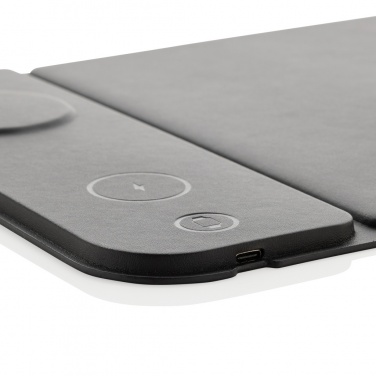 Logo trade promotional items picture of: Swiss peak RCS recycled PU 15W 3 in 1 charging mousepad