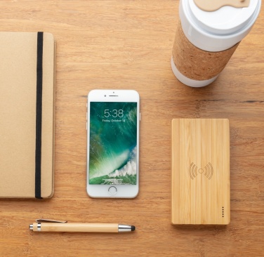 Logo trade promotional merchandise image of: Bamboo 4.000 mAh wireless 5W Powerbank