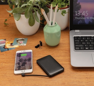 Logo trade corporate gifts picture of: 5.000 mAh Pocket Powerbank with integrated cables