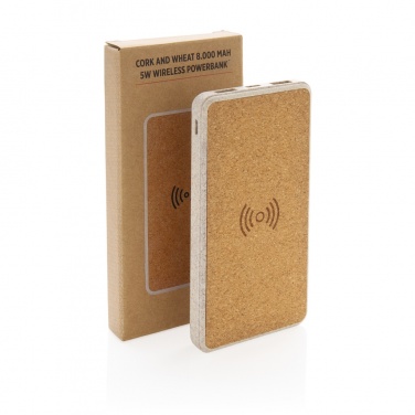 Logotrade promotional item picture of: Cork and Wheat Straw 8.000 mAh 5W wireless powerbank
