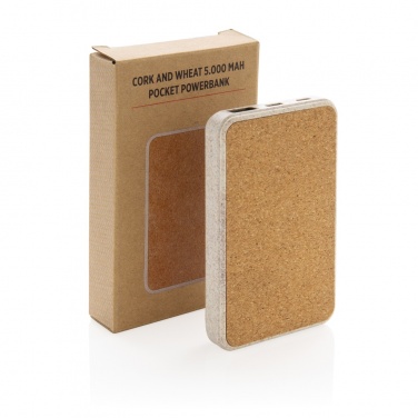 Logo trade promotional products image of: Cork and Wheat 5.000 mAh pocket powerbank
